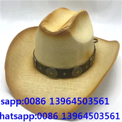 Chapeau Fedora en paille vieilli avec bande boutonnée