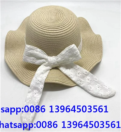 Chapeau de plage en paille avec nœud papillon pour femme