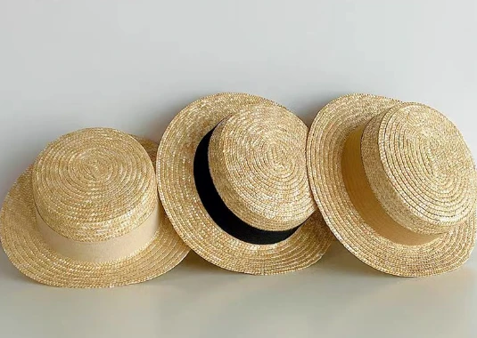 Chapeau d'été des femmes tissées de blé naturel