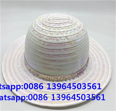 Chapeau blanc à paillettes pour femme
