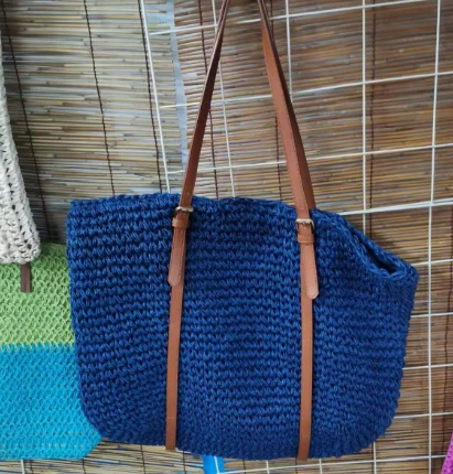 Sac de paille bleu pour femmes
