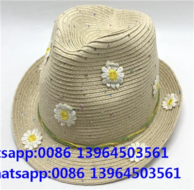 Chapeau de plage Fedora à pois colorés beiges fleuris