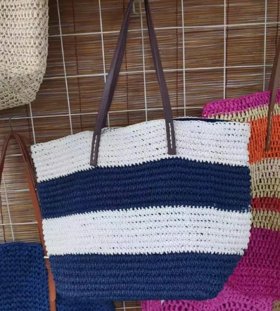 Grand sac pour femmes à bande beige et noire