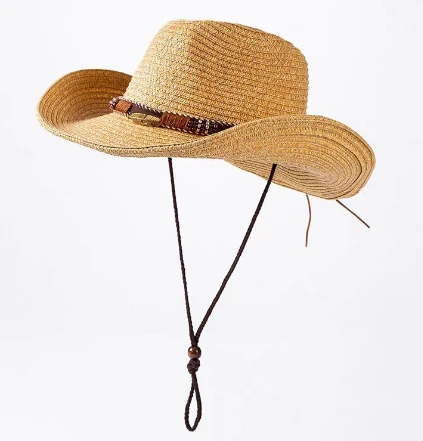 Chapeau de plage en paille à large bord pour hommes