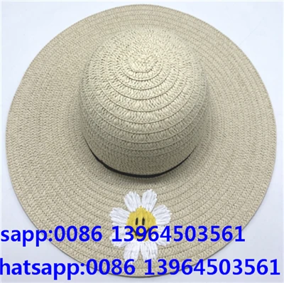 Chapeau de paille en papier à motif de marguerites pour femme