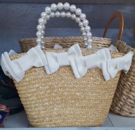 Peral Gather Sac de paille pour femmes de blé naturel