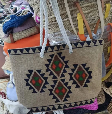 Sac fourre-tout en lin avec motif imprimé