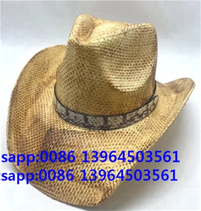 Chapeau de cowboy en denim avec casquette en paille pour hommes
