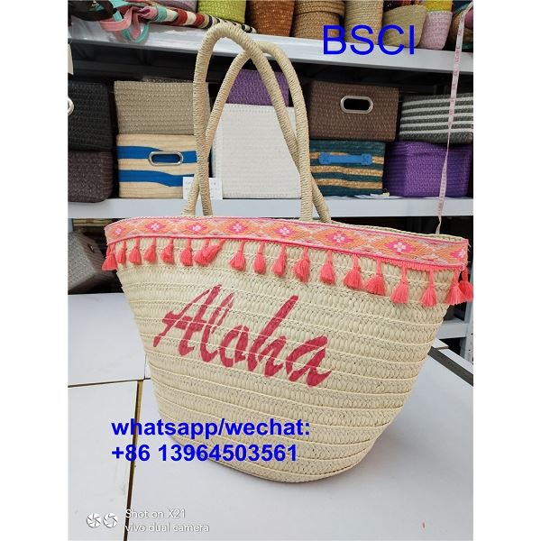 Sac de paille de plage chic