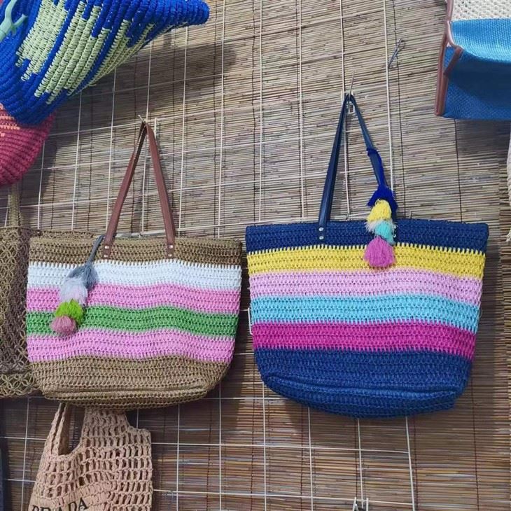 Grand sac de plage coloré arc-en-ciel pour femme