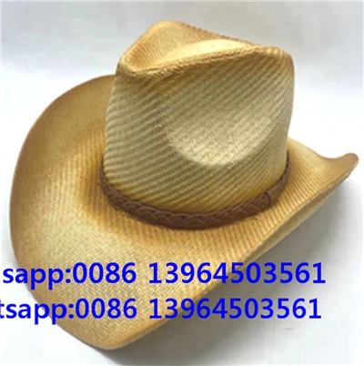 Chapeau de soleil en paille pour homme, chapeau de cowboy en papier