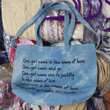 Sac femme en tissu denim avec deux poignées