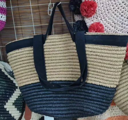 Ruban de coton noir Big Women Beach Sac de plage