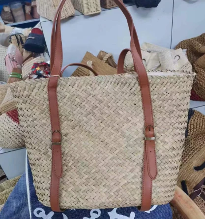 Long PU gère le sac chic de paille