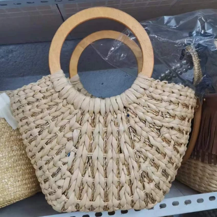 Patriage en bois Sac paille tissée en balle de maïs