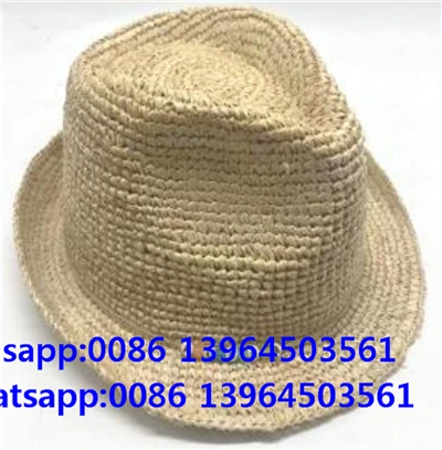 Chapeau Fedora en paille souple au crochet tissé à la main