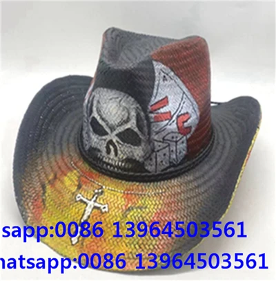 Chapeau de cowboy en paille tressée pour homme