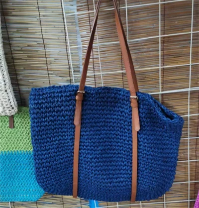 Sac de paille bleu pour femmes