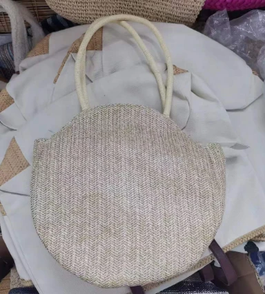 Sac de vacances en paille ronde tressée PP pour femmes