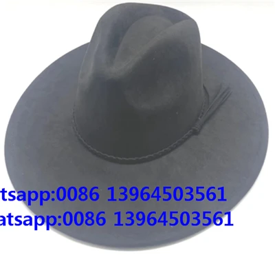 Chapeau de cowboy Fedora en laine noire de Rancher