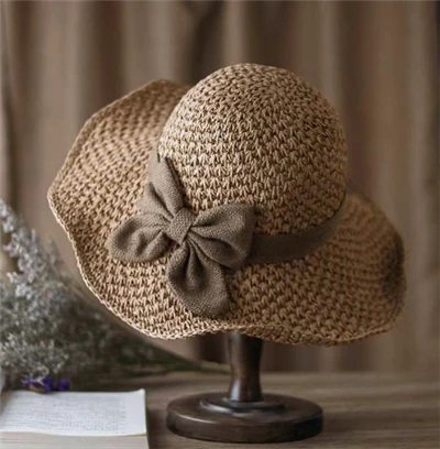 Chapeaux de paille de couleur marron pour femmes