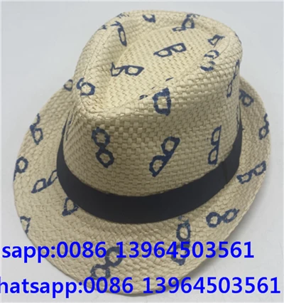 Chapeau Fedora en paille avec motif imprimé