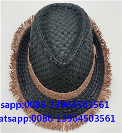 Chapeau à gland Fedora noir tissé à la main