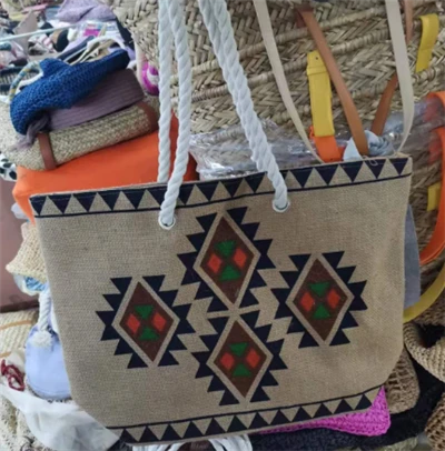 Sac fourre-tout en lin avec motif imprimé