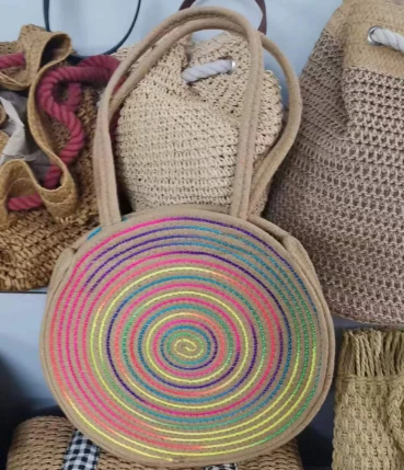 Sac femme cousu en corde de coton multicolore