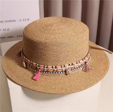 Chapeau de paille en papier marron style bohème chic pour femme
