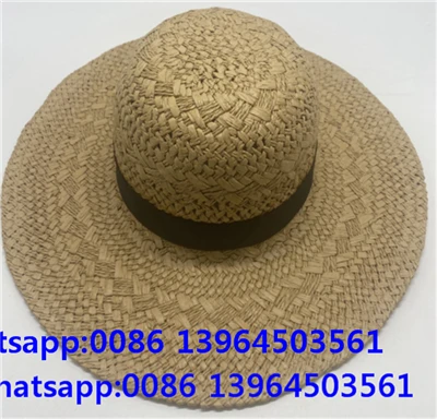 Chapeau de paille tissé à la main pour femme avec motif