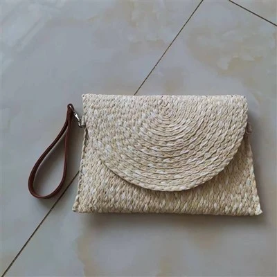 Sac d'embrayage de tresses de paille pour femmes