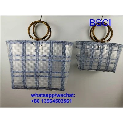 Sac panier en plastique tissé