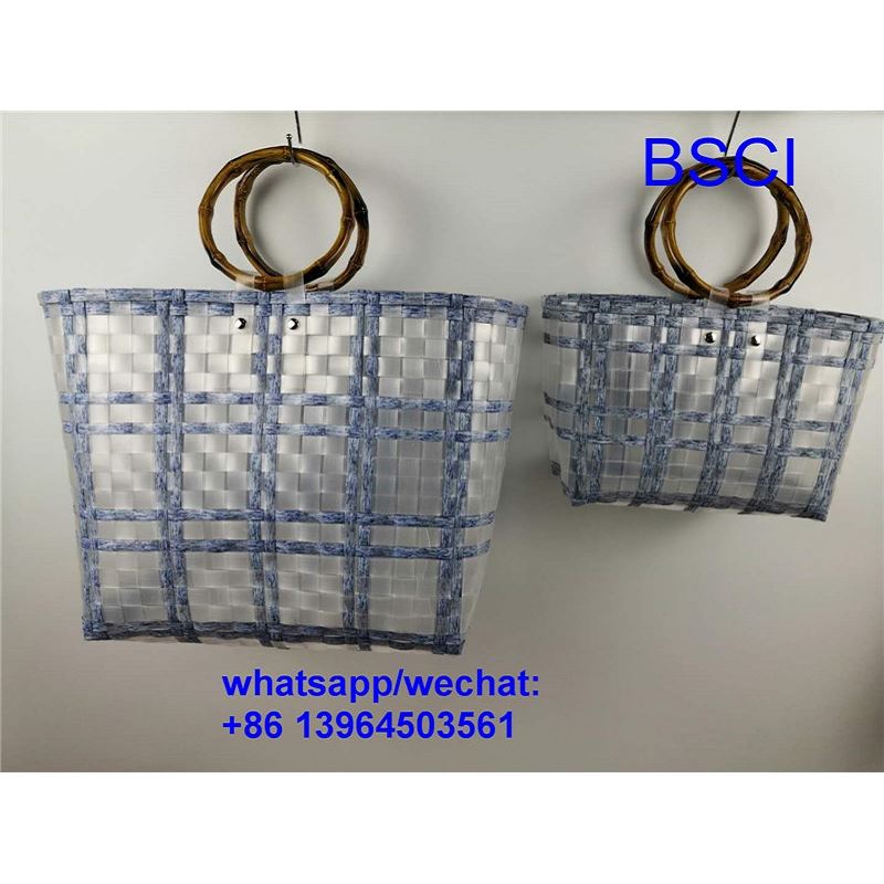 Sac panier en plastique tissé